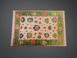 Detailed 3D model of a traditional Persian carpet with intricate floral patterns, optimized for Blender rendering.