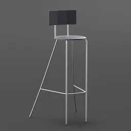 High-quality 3D model of a modern, minimalist IKEA Anssi bar stool with metal frame and plastic seat for Blender artists.