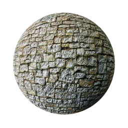 Realistic PBR texture of a weathered coarse brick wall for 3D modeling and rendering in Blender.