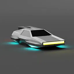 Detailed Blender 3D low-poly model with futuristic design, featuring hover technology and sleek lines for sci-fi projects.