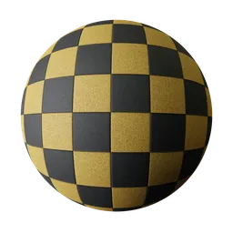 Yellow and black checkered PBR texture for 3D playground surface modeling in Blender and other software.