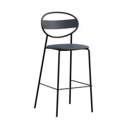 "Black bar chair modeled after B&T Design Sole with 1K texture for Blender 3D. Standing alone in a 3D Vue render by Giorgio Cavallon. Find it on the sales website with dark left side and light displacement."
