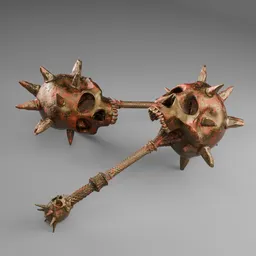 Brass Skull Mace Weapon