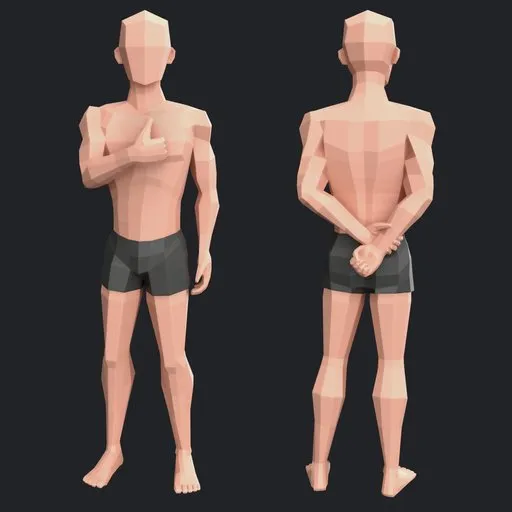 low poly man rig