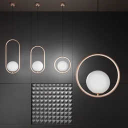 Bauhaus-inspired ceiling light 3D model with metal finish, showcasing minimalist elegance and modern interior design versatility.