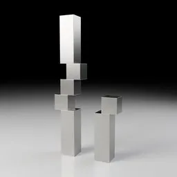 Stacked Silver Block Sculpture Set