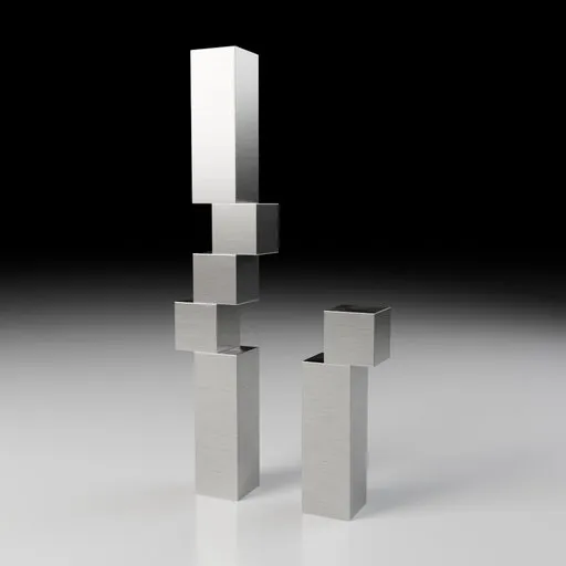 Stacked Silver Block Sculpture Set