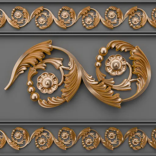 Intricate 3D baroque ornament model designed for classic aesthetic enhancements in Blender.