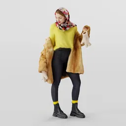 Woman takes off her fur coat