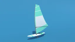 3D low-poly windsurf model with separate mesh for board and sail, optimized for CG visualization.