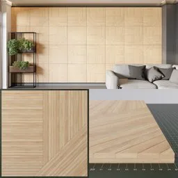 Detailed wooden panel 3D model for Blender, customizable texture and size, ideal for interior design visualization.