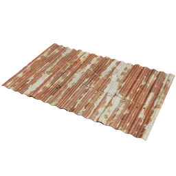 "Rusted Steel Roof Panels 3D model for Blender 3D with realistic erosion marks and damage. Perfect for architectural visualizations and industrial scenes. Available on BlenderKit under the public category."