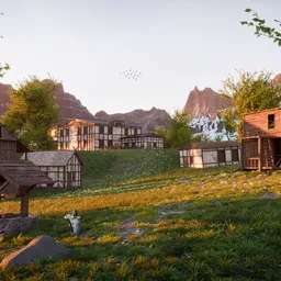 Village in the Highlands — Golden Hour Animated