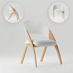 "Labty Dining Chair - a stylish and modern chair for your dining room. Designed with a white finish and birch material, this award-winning 3D model is perfect for blender enthusiasts and interior designers."