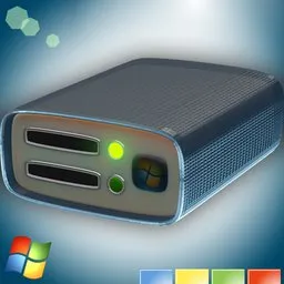 Detailed 3D Blender model of a stylized, Windows 7 inspired server for computer graphics projects.