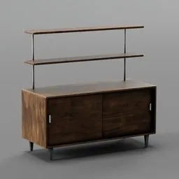 Modern Wooden Credenza with Hutch
