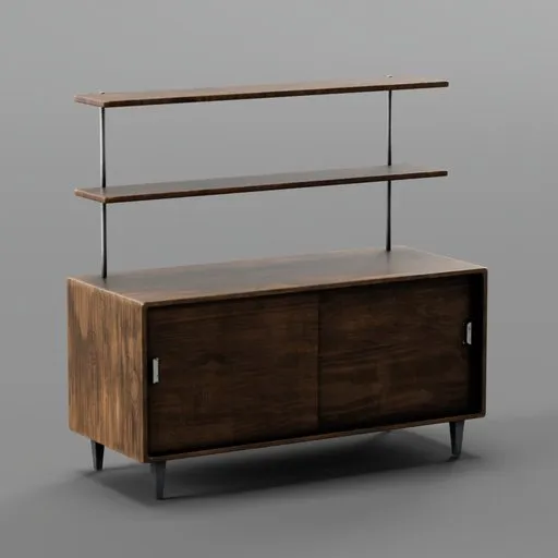 Modern Wooden Credenza with Hutch