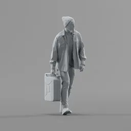 Lowpoly Male with jerrycan