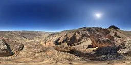 360-degree view of rocky terrain with clear blue sky – high-quality lighting environment for 3D scenes.