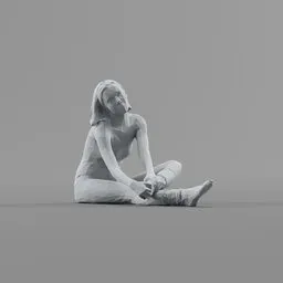 Lowpoly Female Sitting on ground
