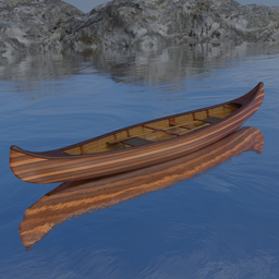 Wooden Canoe with paddles remastered
