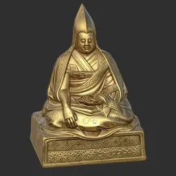 Tibetan Lama Statue Imperial Gilt-Gold
