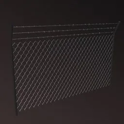 "Highly detailed 3D model of a military fence with barbed wire, designed using Blender 3D software. This high-poly model features a stylized border and is perfect for enhancing security-themed visualizations. Created by Mac Conner, this realistic render is a must-have for 3D enthusiasts and Blender users."