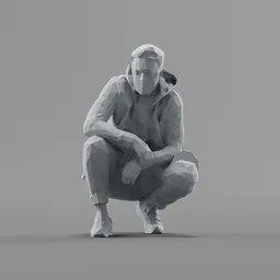 Lowpoly Male Squatting