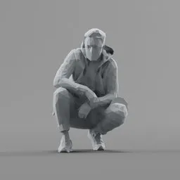 Lowpoly Male Squatting