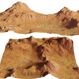 Detailed 3D rendering of arid hills with realistic textures, perfect for Blender projects.