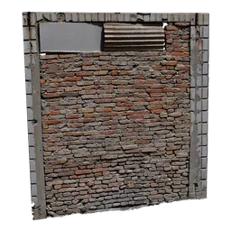 Detailed 3D brick wall texture for urban scenes, high-res 8K scan, Blender compatible, realistic cityspace model.