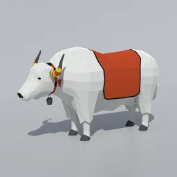 Low Poly White Yak