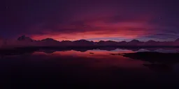 Red Twilight Mountain Landscape