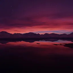 Red Twilight Mountain Landscape