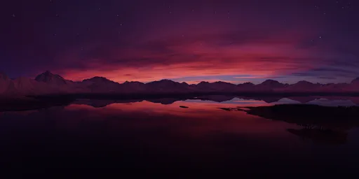 Red Twilight Mountain Landscape