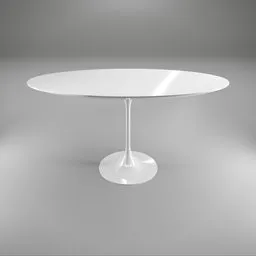 3D rendered model of a modern white round table with a central pedestal in Blender format.