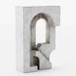 Concrete textured 3D abstract staircase model, compatible with Blender for architectural design.