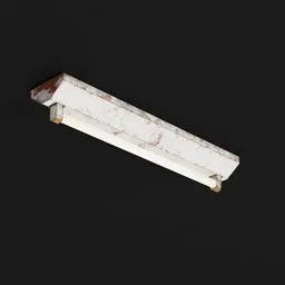 "White marble fluorescent ceiling light fixture on black background for Blender 3D concept art. Rusty rectangular components, HD 1024, broken buildings, and white plastic connector. Single long stick with a rectangular face and white body on a white background - 3D product."
OR
"Blender 3D model of a fluorescent ceiling light with a white marble fixture on a black background. Features rusty rectangular components, white plastic connectors, and a single long stick with a rectangular face and a white body. Perfect for concept art, with an HD resolution of 1024 and broken building aesthetic."
