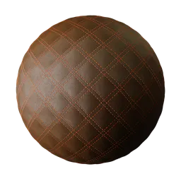 High-quality brown leather PBR material with stitched quilting pattern for 3D Blender projects.