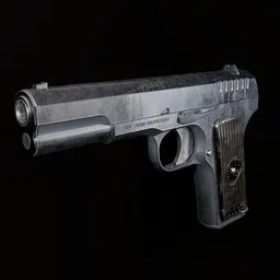 Highly detailed Blender 3D model of a vintage military pistol with textured surfaces and authentic design.