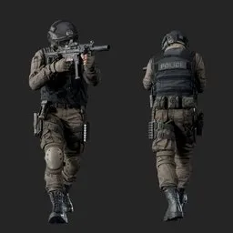 Police Tactical Unit Aiming Pose