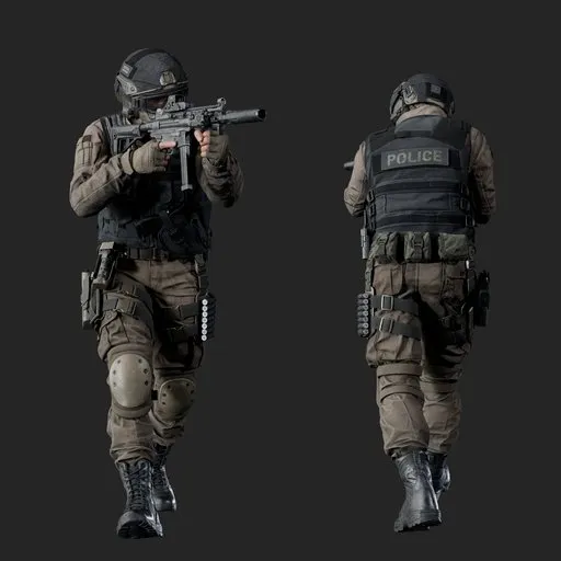 Police Tactical Unit Aiming Pose