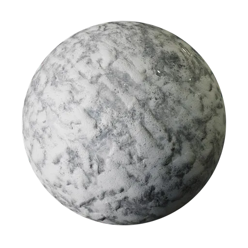 Realistic PBR texture of partially melted snow for 3D rendering in Blender and other applications.