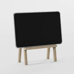 Realistic 3D model of a blackboard with wooden easel for Blender rendering.