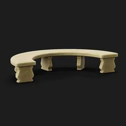Stone Bench Ornate Circular