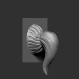 3D sculpting brush imprint of a stylized female ponytail for character hair design in Blender.