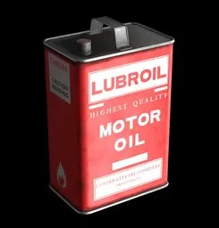 Detailed render of a red vintage motor oil can, 3D model suitable for Blender, with visible texture and lighting.
