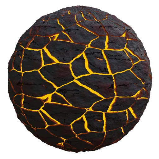 High-quality PBR texture of cracked tiles with glowing fissures for 3D Blender fantasy environments.