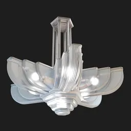 Detailed Art Deco style ceiling lamp 3D model, ideal for Blender rendering and interior design visualization.