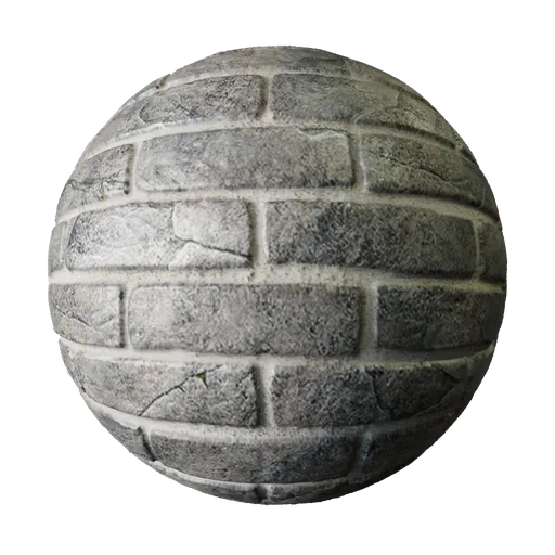 2K PBR tiling brick texture with realistic displacement for 3D Blender materials.
